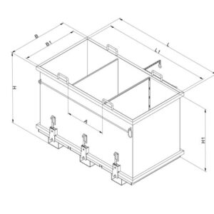 Alternative view of Klappbodenbehälter mit Zwischenwand und getrennt öffnenden Klappen