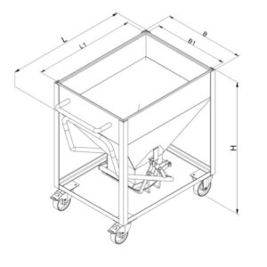 Alternative view of Silobehälter auf Rollen, mit mittigem, per Hebel bedienbarem Auslauf