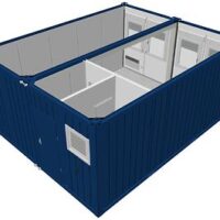 20 Fuß Doppelcontainer mit Wc Kabine in Blau